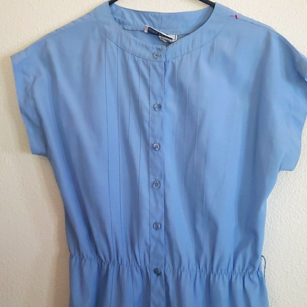 Vintage Leslie Fay Blue Shirt Dress